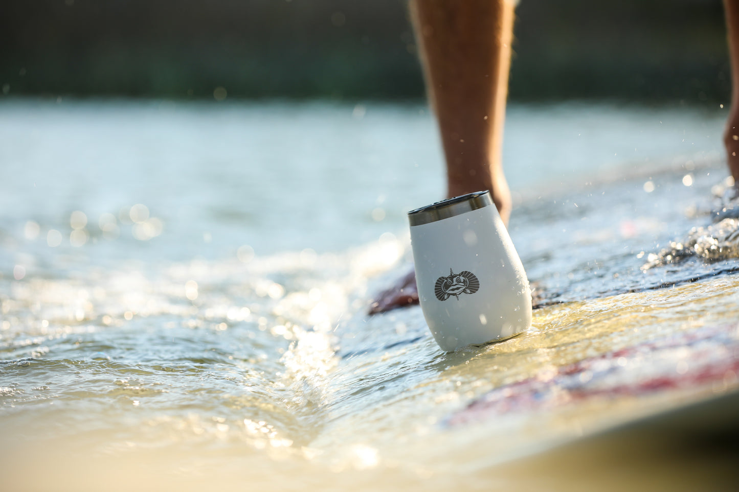 Non Spill Wine Tumblers With Lid | 10oz spill proof On Surf Board