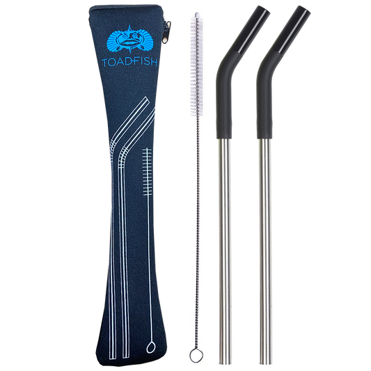 Toadfish 2 Pack Stainless Steel Straws w/ Case & Cleaner